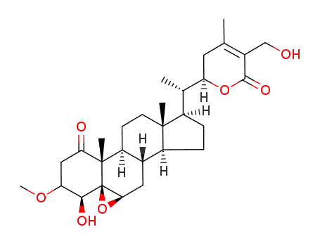 Molecular Structure of 21902-96-5 ((22R)-5β,6β-Epoxy-3-methoxy-1-oxo-4β,22,27-trihydroxyergost-24-en-26-oic acid 26,22-lactone)
