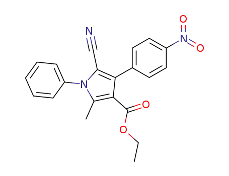 Molecular Structure of 22108-64-1 (ethyl 5-cyano-2-methyl-4-(4-nitrophenyl)-1-phenyl-1H-pyrrole-3-carboxylate)