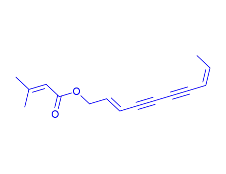 Molecular Structure of 29576-68-9 (3-Methyl-2-butenoic acid (2E,8Z)-2,8-decadiene-4,6-diynyl ester)