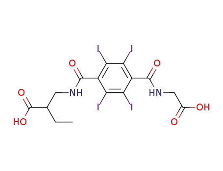 Molecular Structure of 29773-26-0 (2-[({4-[(carboxymethyl)carbamoyl]-2,3,5,6-tetraiodobenzoyl}amino)methyl]butanoic acid)