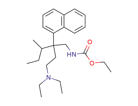 Molecular Structure of 29473-92-5 (ethyl {2-[2-(diethylamino)ethyl]-3-methyl-2-(naphthalen-1-yl)pentyl}carbamate)