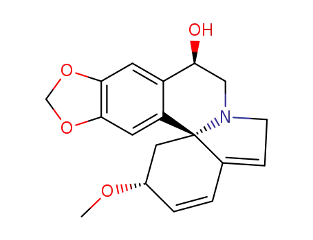 Molecular Structure of 29306-29-4 (1,2,6,7-Tetradehydro-3β-methoxy-15,16-(methylenedioxy)erythrinan-11α-ol)