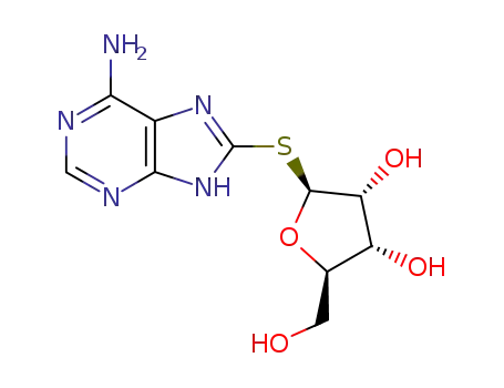 Molecular Structure of 21950-49-2 (6-amino-5H-purin-8-yl 1-thiopentofuranoside)