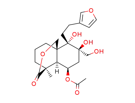 Molecular Structure of 29722-58-5 ((4R)-5β-Acetoxy-8-[2-(3-furyl)ethyl]-4,4aα,5,6,7,8-hexahydro-7β,8α-dihydroxy-4-(hydroxymethyl)-7-methyl-3H-4α,8aα-propano-1H-2-benzopyran-3-one)