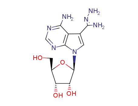 Molecular Structure of 22242-91-7 (4-amino-7-pentofuranosyl-7H-pyrrolo[2,3-d]pyrimidine-5-carbohydrazonamide)