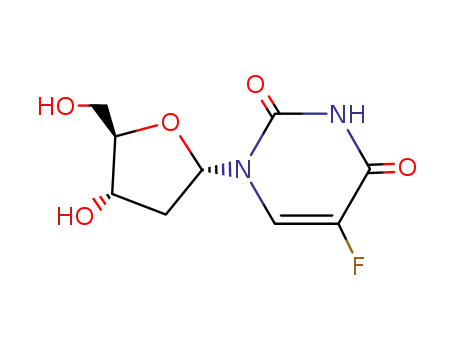 Molecular Structure of 2968-28-7 (2,4(1H,3H)-Pyrimidinedione,1-(2-deoxy-a-D-erythro-pentofuranosyl)-5-fluoro-)