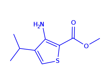 Molecular Structure of 221043-89-6 (2-Thiophenecarboxylicacid,3-amino-4-(1-methylethyl)-,methylester(9CI))