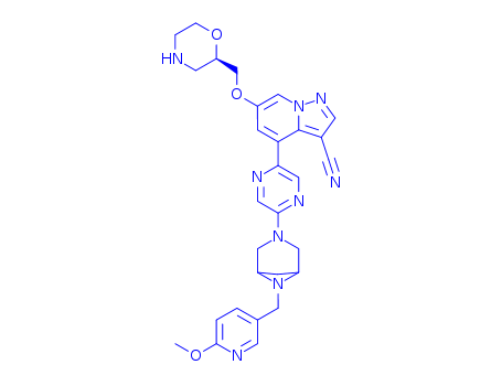 4-(5-(6-((6-methoxypyridin-3-yl)methyl)-3,6-diazabicyclo[3.1.1]heptan-3-yl)pyrazin-2-yl)-6-(((R)-morpholin-2-yl)methoxy)pyrazolo[1,5-a]pyridine-3-carbonitrile