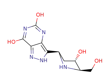 Molecular Structure of 222631-83-6 (1H-Pyrazolo4,3-dpyrimidine-5,7(4H,6H)-dione, 3-(2R,4S,5R)-4-hydroxy-5-(hydroxymethyl)-2-pyrrolidinyl-)