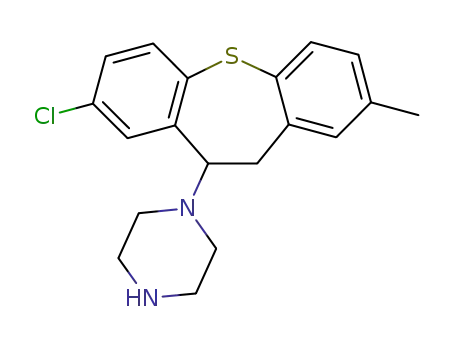 Molecular Structure of 54507-29-8 (1-(8-chloro-2-methyl-10,11-dihydro-dibenzo[<i>b</i>,<i>f</i>]thiepin-10-yl)-piperazine)