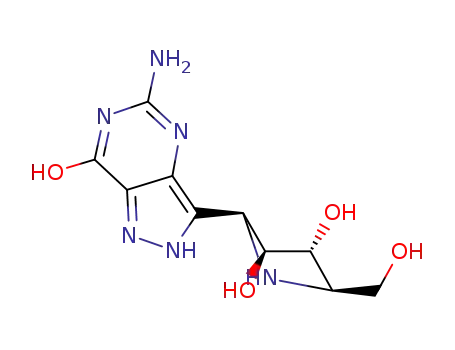 Molecular Structure of 222631-86-9 (7H-Pyrazolo4,3-dpyrimidin-7-one, 5-amino-3-(2S,3S,4R,5R)-3,4-dihydroxy-5-(hydroxymethyl)-2-pyrrolidinyl-1,4-dihydro-)