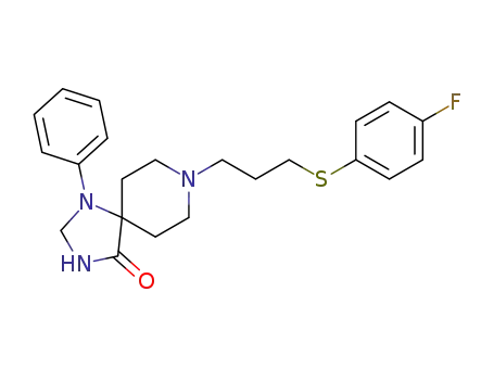 Molecular Structure of 2262-67-1 (8-{3-[(4-fluorophenyl)sulfanyl]propyl}-1-phenyl-1,3,8-triazaspiro[4.5]decan-4-one)