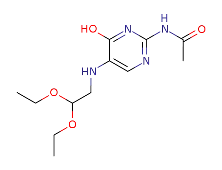 Molecular Structure of 3005-74-1 (N-{5-[(2,2-diethoxyethyl)amino]-6-oxo-1,6-dihydropyrimidin-2-yl}acetamide)