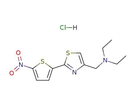 Molecular Structure of 30096-82-3 (N-ethyl-N-{[2-(5-nitrothiophen-2-yl)-1,3-thiazol-4-yl]methyl}ethanamine hydrochloride (1:1))