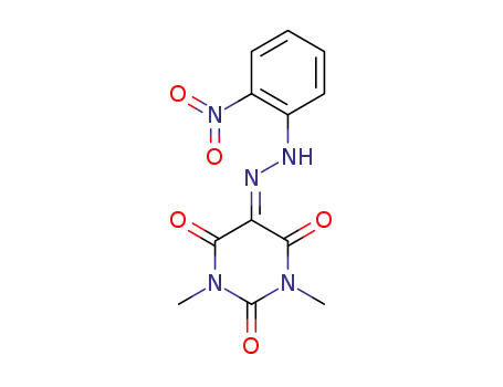 Molecular Structure of 30201-38-8 (1,3-dimethyl-5-[(2-nitrophenyl)hydrazono]pyrimidine-2,4,6(1H,3H,5H)-trione)
