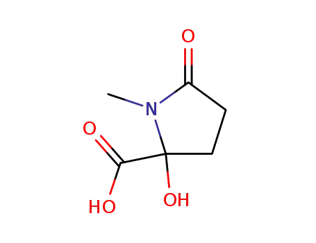 Molecular Structure of 22671-35-8 (Proline, 2-hydroxy-1-methyl-5-oxo- (8CI,9CI))