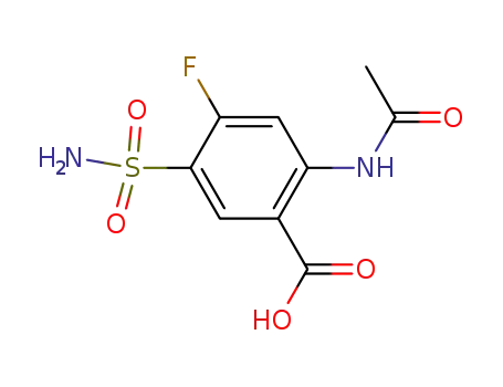 Molecular Structure of 30170-09-3 (2-(ACETYLAMINO)-5-(AMINOSULFONYL)-4-FLUOROBENZOIC ACID)