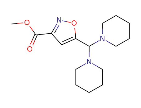 Molecular Structure of 22685-42-3 (methyl 5-(dipiperidin-1-ylmethyl)-1,2-oxazole-3-carboxylate)