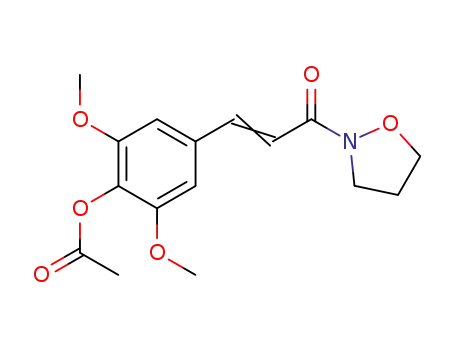 Molecular Structure of 30076-09-6 (2-[3-[4-(Acetoxy)-3,5-dimethoxyphenyl]-1-oxo-2-propenyl]isoxazolidine)