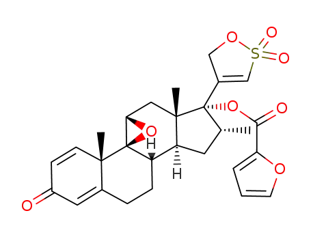 Molecular Structure of 223776-50-9 (17β-(2,2-dioxido-3,4-dehydro-1,2-oxathiolan-4-yl)-9β,11β-epoxy-17α-hydroxy-16α-methylandrosta-1,4-dien-3-one 17-(2-furoate))
