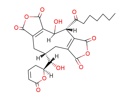 Molecular Structure of 30213-35-5 (8-[(3,6-Dihydro-6-oxo-2H-pyran-2-yl)hydroxymethyl]-4-heptanoyl-3-hydroxy-1,5-cyclononadiene-1,2,5,6-tetracarboxylic 1,2:5,6-dianhydride)