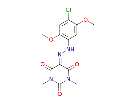 Molecular Structure of 30201-54-8 (5-[(4-chloro-2,5-dimethoxyphenyl)hydrazono]-1,3-dimethylpyrimidine-2,4,6(1H,3H,5H)-trione)