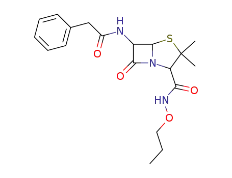 Molecular Structure of 22688-47-7 (3,3-dimethyl-7-oxo-6-[(phenylacetyl)amino]-2-propoxy-4-thia-1-azabicyclo[3.2.0]heptane-2-carboxamide)