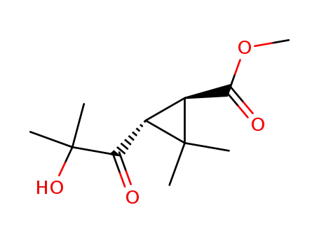 Molecular Structure of 2259-16-7 (methyl (1R,3R)-3-(2-hydroxy-2-methylpropanoyl)-2,2-dimethylcyclopropanecarboxylate)