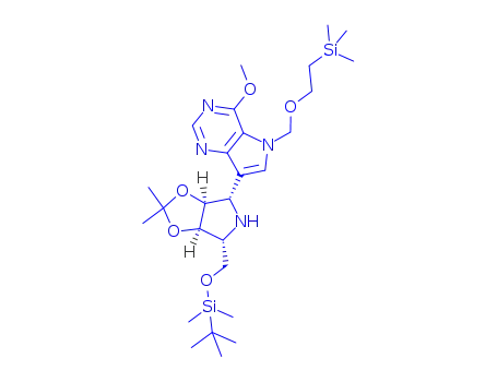5H-Pyrrolo3,2-dpyrimidine, 7-(3aS,4S,6R,6aR)-6-(1,1-dimethylethyl)dimethylsilyloxymethyltetrahydro-2,2-dimethyl-4H-1,3-dioxolo4,5-cpyrrol-4-yl-4-methoxy-5-2-(trimethylsilyl)ethoxymethyl-