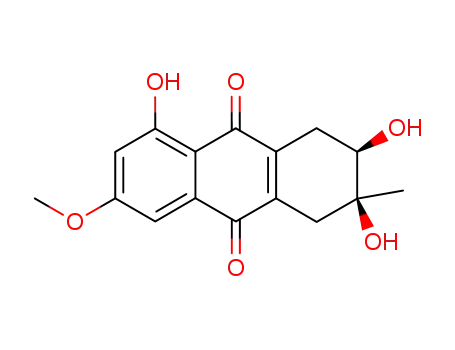 Molecular Structure of 22350-90-9 ((2S,3R)-1,2,3,4-Tetrahydro-2,3,5-trihydroxy-7-methoxy-2-methyl-9,10-anthracenedione)