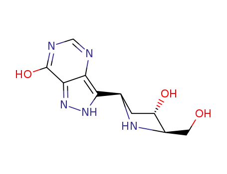 Molecular Structure of 222631-79-0 (7H-Pyrazolo4,3-dpyrimidin-7-one, 1,4-dihydro-3-(2R,4S,5R)-4-hydroxy-5-(hydroxymethyl)-2-pyrrolidinyl-)