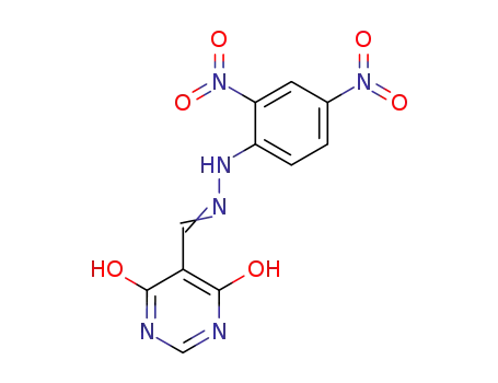 Molecular Structure of 29955-38-2 ((5Z)-5-{[2-(2,4-dinitrophenyl)hydrazino]methylidene}pyrimidine-4,6(1H,5H)-dione)