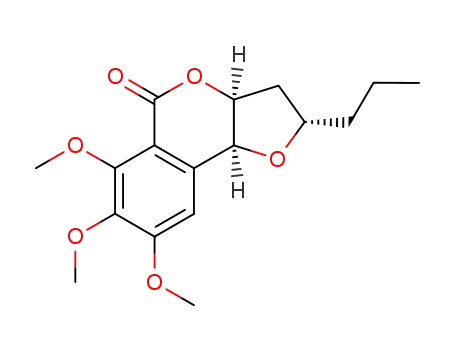 Molecular Structure of 30270-61-2 ((2S,3aS,9bS)-6,7,8-Trimethoxy-2-propyl-2,3,3a,9b-tetrahydro-furo[3,2-c]isochromen-5-one)