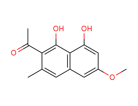 Molecular Structure of 22649-04-3 (2-Acetyl-3-methyl-6-methoxynaphthalene-1,8-diol)