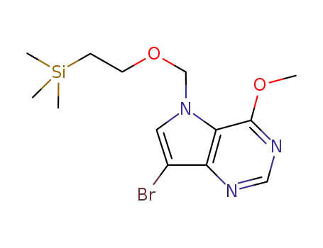 Molecular Structure of 299916-83-9 (5H-Pyrrolo3,2-dpyrimidine, 7-bromo-4-methoxy-5-2-(trimethylsilyl)ethoxymethyl-)