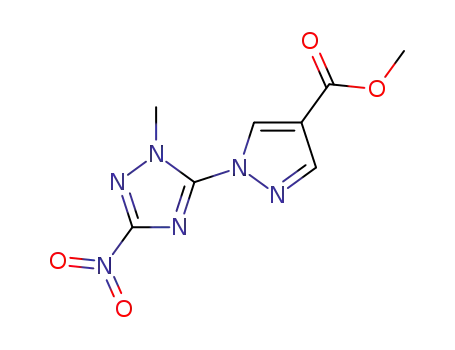 Molecular Structure of 74245-86-6 (1-(2-Methyl-5-nitro-2H-[1,2,4]triazol-3-yl)-1H-pyrazole-4-carboxylic acid methyl ester)