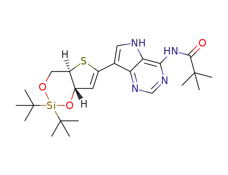 1,4-anhydro-2-deoxy-3,5-O-(di-tert-butylsilylene)-1-(4-N-pivaloylamino-pyrrolo[3,2-d]pyrimidin-7-yl)-4-thio-D-erythro-pento-1-enitol