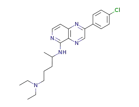 Molecular Structure of 30146-50-0 (N~4~-[2-(4-chlorophenyl)pyrido[3,4-b]pyrazin-5-yl]-N~1~,N~1~-diethylpentane-1,4-diamine)