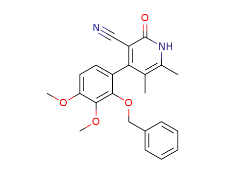 Molecular Structure of 30456-32-7 (4-[2-(benzyloxy)-3,4-dimethoxyphenyl]-5,6-dimethyl-2-oxo-1,2-dihydropyridine-3-carbonitrile)