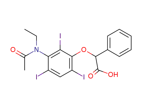 Molecular Structure of 23189-32-4 (2-[3-(N-Ethylacetylamino)-2,4,6-triiodophenoxy]-2-phenylacetic acid)