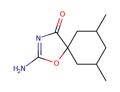 Molecular Structure of 22703-30-6 (2-Amino-7,9-dimethyl-1-oxa-3-azaspiro[4.5]dec-2-en-4-one)