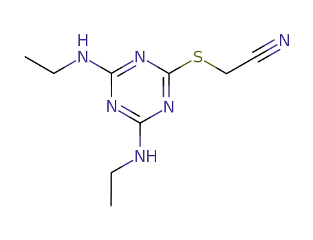 Molecular Structure of 30360-89-5 ({[4,6-bis(ethylamino)-1,3,5-triazin-2-yl]sulfanyl}acetonitrile)