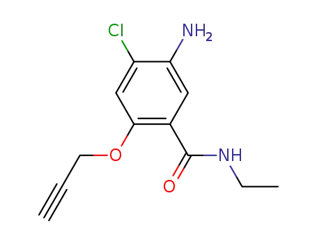Molecular Structure of 30533-76-7 (5-Amino-4-chloro-N-ethyl-2-(2-propynyloxy)benzamide)
