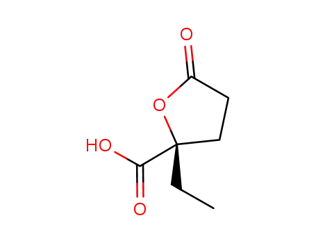 Molecular Structure of 594845-75-7 (2-Furancarboxylicacid,2-ethyltetrahydro-5-oxo-,(2S)-(9CI))