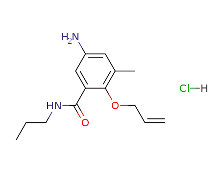 Molecular Structure of 30509-93-4 (Benzamide, 5-amino-3-methyl-2-(2-propenyloxy)-N-propyl-, monohydrochlo ride (9CI))