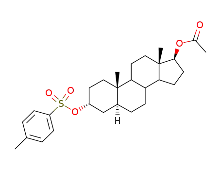 Molecular Structure of 39012-39-0 (Acetic acid (3R,5S,10S,13S,17S)-10,13-dimethyl-3-(toluene-4-sulfonyloxy)-hexadecahydro-cyclopenta[a]phenanthren-17-yl ester)