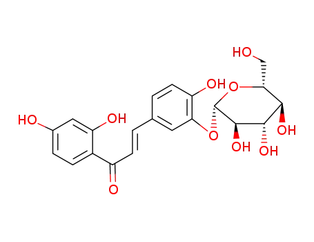 Molecular Structure of 30382-19-5 ((E)-3-(β-D-Glucopyranosyl)oxy-2',4,4'-trihydroxychalcone)