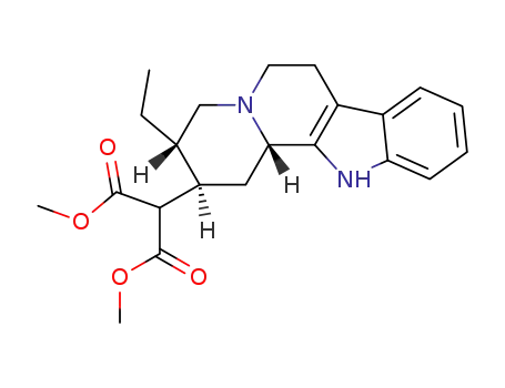 Molecular Structure of 18802-06-7 (2-((2R,3S,12bS)-3-Ethyl-1,2,3,4,6,7,12,12b-octahydro-indolo[2,3-a]quinolizin-2-yl)-malonic acid dimethyl ester)