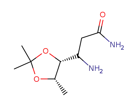 Molecular Structure of 75712-50-4 (3-Amino-3-((4R,5S)-2,2,5-trimethyl-[1,3]dioxolan-4-yl)-propionamide)