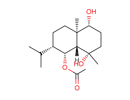 Molecular Structure of 95457-12-8 (1β,4β-dihydroxy-6β-acetoxy-eudesmane)